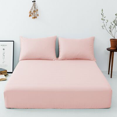 Drap-housse 200 fils/cm² 100 % coton égyptien Draps de lit de qualité hôtelière toutes tailles, rose