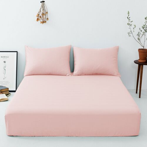 200 Thread Count Fitted Sheet 100% Egyptian Cotton Hotel Quality Bed Sheets All Sizes - Double , Pink