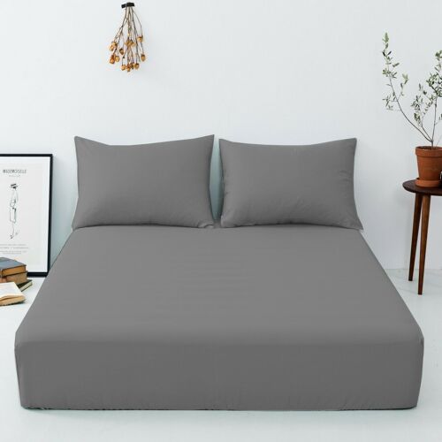 200 Thread Count Fitted Sheet 100% Egyptian Cotton Hotel Quality Bed Sheets All Sizes , Charcoal