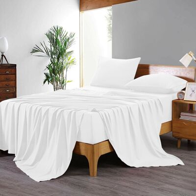 Bettlaken mit Fadenzahl 400, Oberlaken aus 100 % ägyptischer Baumwolle, Doppel-Kingsize-Bett, Super-Kingsize-Bett, weiß