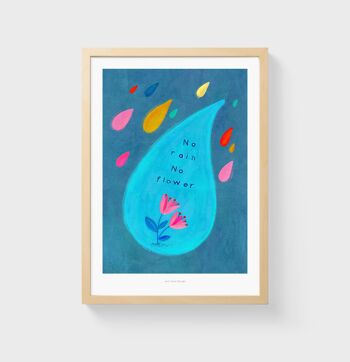 A5 Pas de pluie pas de fleurs | Affiche d'illustration Impression artistique 1