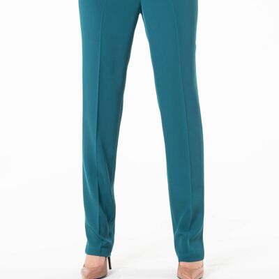 Turquoise Trousers elastic crepe fabric