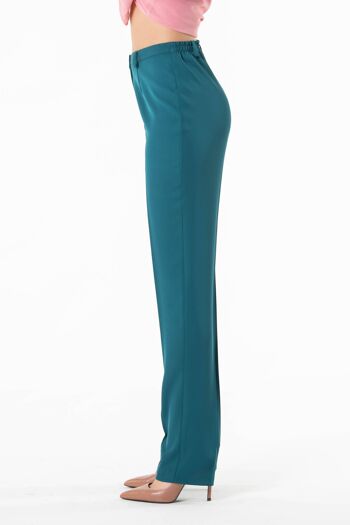 Pantalon turquoise tissu crêpe élastique 2