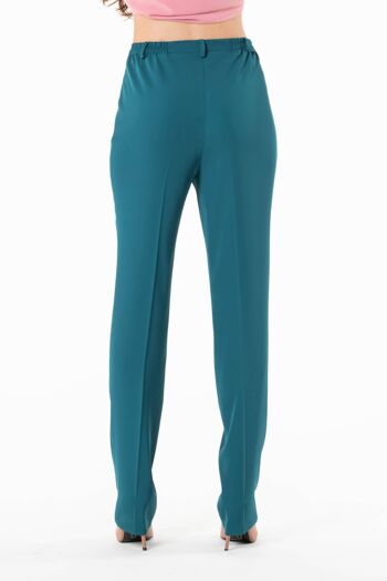 Pantalon turquoise tissu crêpe élastique 3