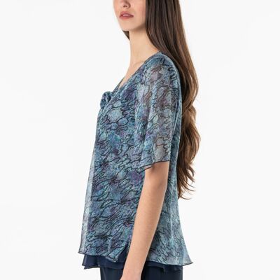 Fairy mousseline blouse sheer 1/2 sleeves