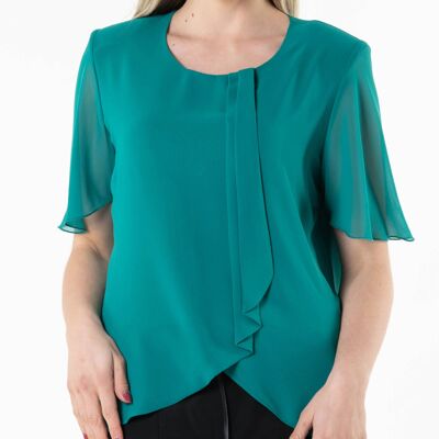 Blouse mousseline devant asymétrique