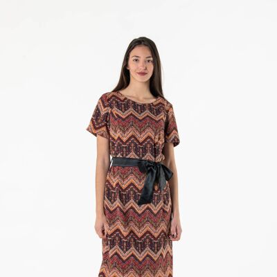 Peruvian Incas Dress matte satin fabric with waist belt