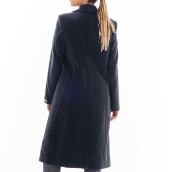 Manteau Long Col Revers Trois Boutons Noir 2