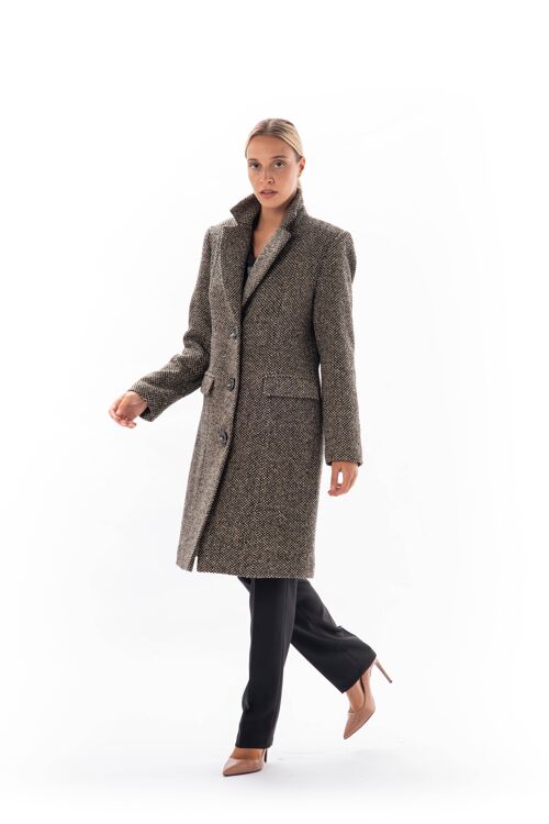 Tweed Wool Knee-Length Coat