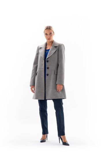 Manteau gris velours Ligne droite Ceinture cintrée 4