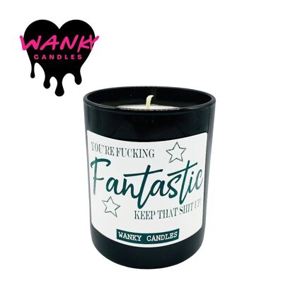 3 x Wanky Candle Black Jar Scented Candles - Your Fucking Fantastic, Keep That Shit Up - WCBJ162