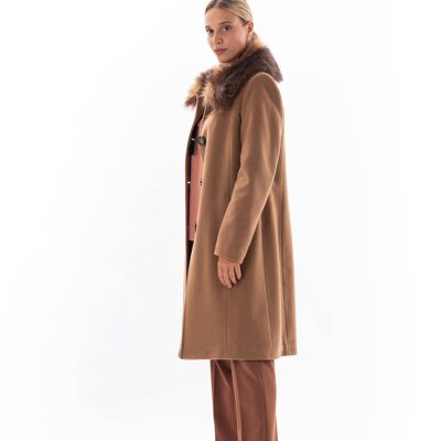 Wool Velour Coat Fur collar