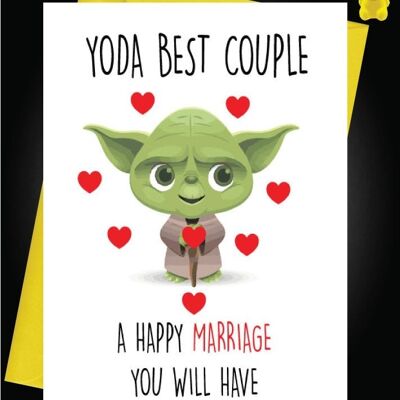 6 x Tarjetas de boda - Yoda Best Couple, A Happy Life You Must Have - W8