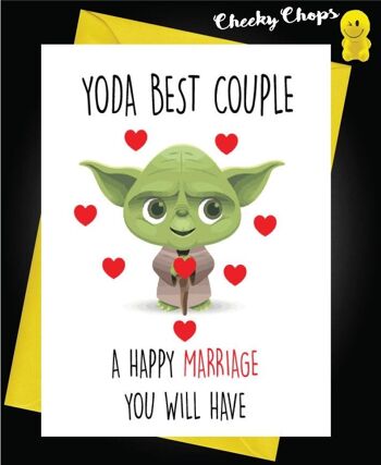 6 x Cartes de mariage - Yoda Best Couple, A Happy Life You Must Have - W8
