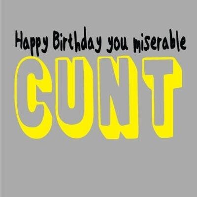 6 x Birthday Rude Cards - Happy Birthday you miserable - FUN10