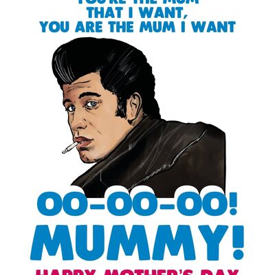 Carte de fête des mères - John Travolta Grease - Tu es la maman que je veux - M104