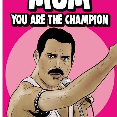Biglietto per la festa della mamma - Queen Freddie Mercury - sei la mamma campione - M85