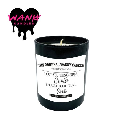 3 x Wanky Candle Black Jar Scented Candles - I Got You This Candle Because Your House Stinks - WCBJ104