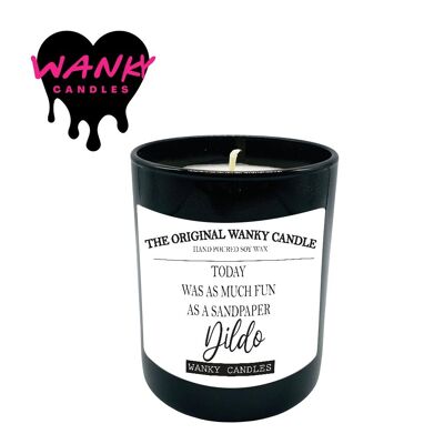 3 x Wanky Candle Black Jar Scented Candles - Today Was As Much Fun As A Sandpaper Dildo - WCBJ102