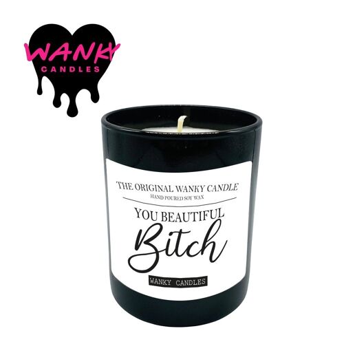 3 x Wanky Candle Black Jar Scented Candles - You Beautiful Bitch - WCBJ26