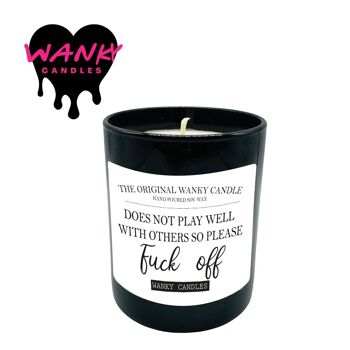 3 x bougies parfumées Wanky Candle Black Jar - Ne joue pas bien avec les autres, alors va te faire foutre - WCBJ25