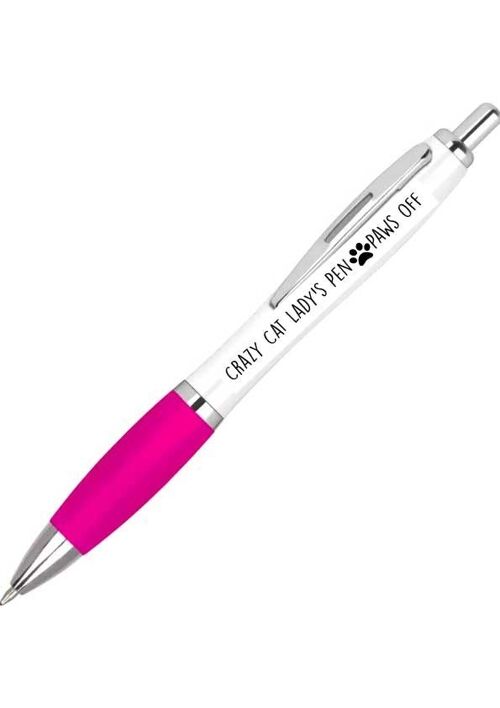 6 x Pens - Crazy Cat Lady's Pen - Paws Off - PEN59