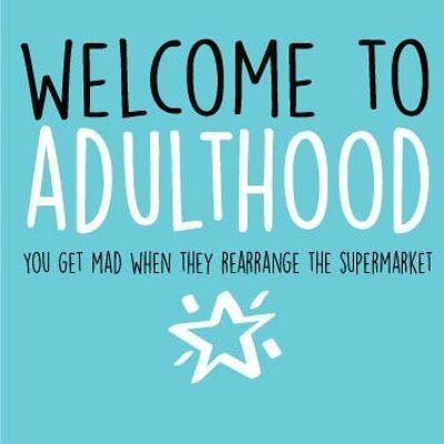 6 x Greeting Cards - Welcome to adulthood - Birthday Cards - BC13