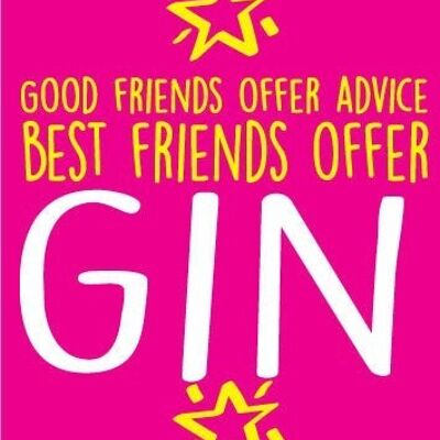 6 x Cartes d'anniversaire - Les bons amis offrent des conseils aux meilleurs amis offrent du gin - Cartes d'anniversaire - BC11