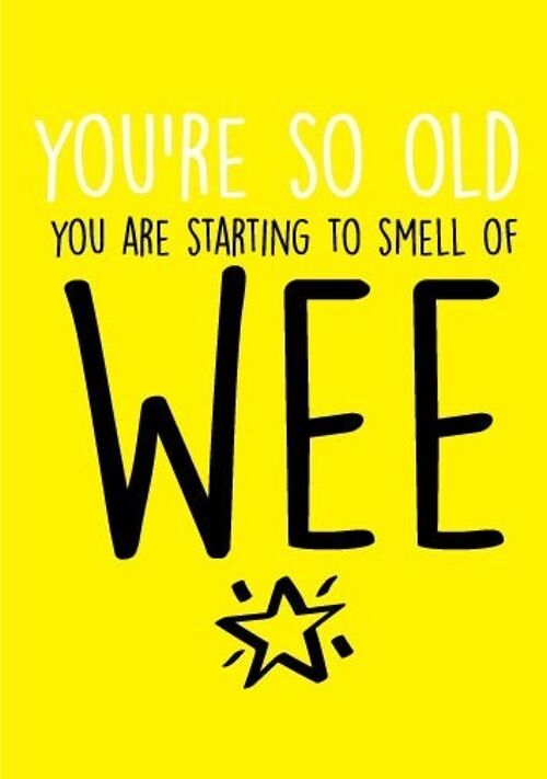 6 x Greeting Cards - You're so old you smell of wee - Birthday Cards - BC7