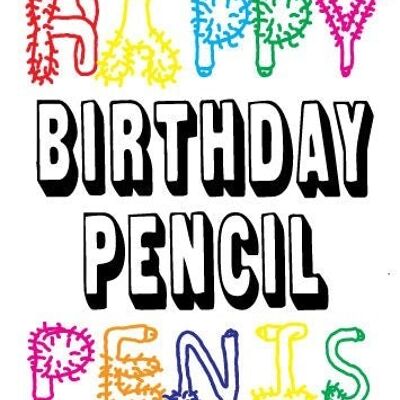 6 x Birthday Rude Cards - Happy Birthday Pencil Penis - FUN17