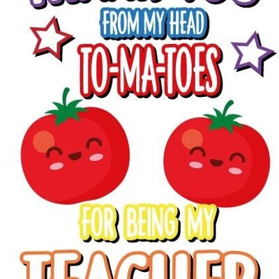 6 carte per insegnanti - Grazie dalla testa ai piedi per essere il miglior insegnante - K25