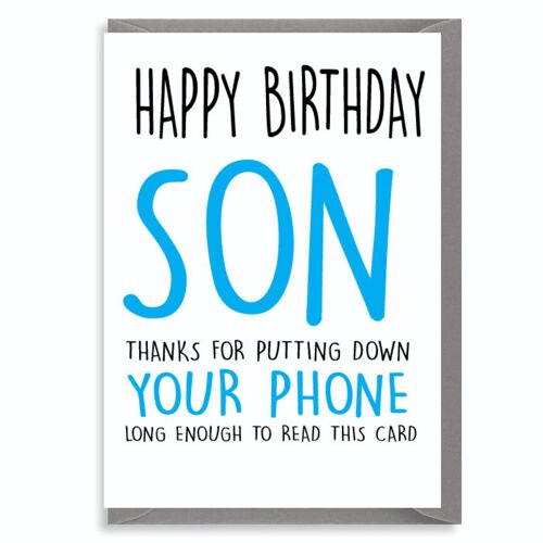 6 x Birthday Cards - Son - Phone - C306