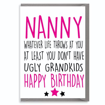 6 x Birthday Cards - Nanny - Ugly Grandchildren - C276