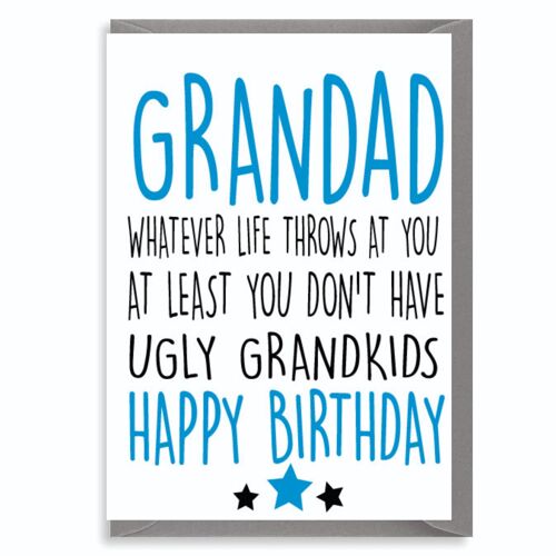 6 x Birthday Cards - Grandad - Ugly Grandchildren - C275