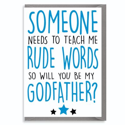 6 x Christening Cards - Godfather Rude Words - C233