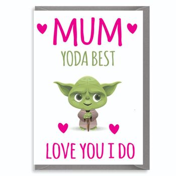 6 x Carte d'anniversaire drôle et mignonne pour la fête des mères - Yoda Best Mum - Star Wars - C98 1