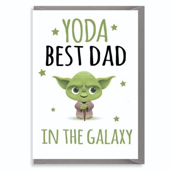 6 x carte d'anniversaire amusante et mignonne pour la fête des pères geek – Yoda Best DAD – Star Wars – C97 1