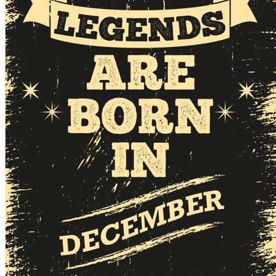 6 x Birthday Cards - Legends are born in December - C532