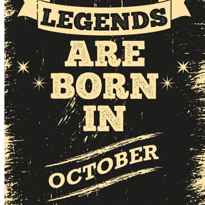 6 x Birthday Cards - Legends are born in October - C530