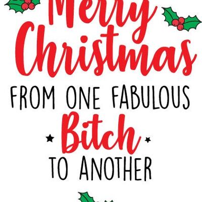 Merry Christmas - One fab b*tch to another - Christmas Card - XM160