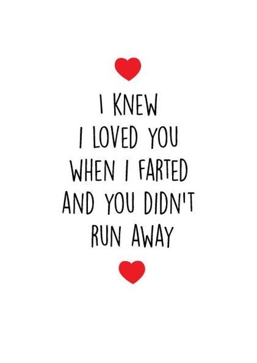 6 x Anniversary Cards - I knew I loved you when I farted and you didn't run away - A51