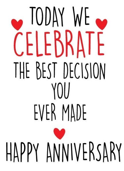 6 x Anniversary Cards - Best decision - A40