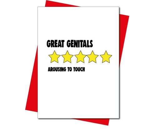 Rude Valentine's Anniversary card 5 star review - Great genitals - Valentine Card - V221