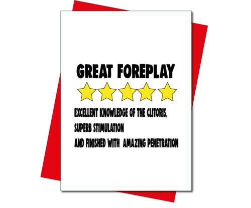 6 x Valentines Day Cards - 5 star review, great foreplay - V213