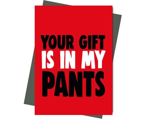 Your gift is in my pants - Valentine Card - V206