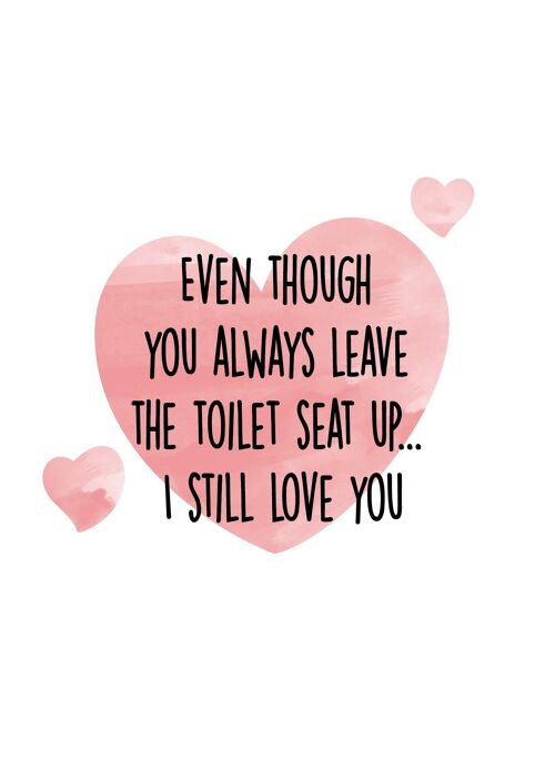 Even though you always leave the toilet seat up... I still love you - Valentine Card - V90