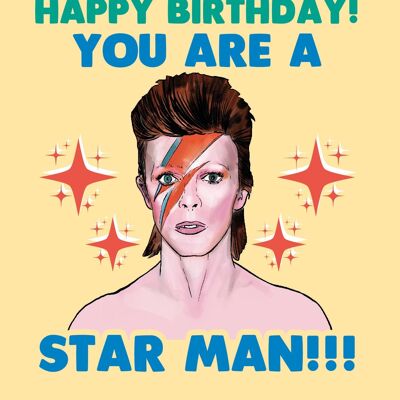 6 x Geburtstagskarten – David Bowie – You are a star man – IN136