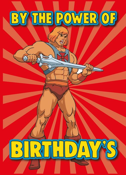 6 x Birthday Cards - He Man Birthday Card - By the power of Birthday - IN131