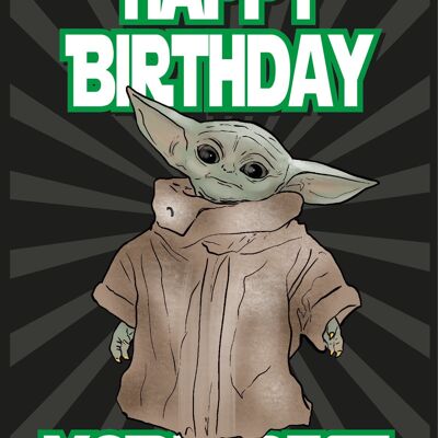 6 x Tarjetas de cumpleaños - Baby Yoda the Mandalorian - Happy Birthday Yoda Best - IN113