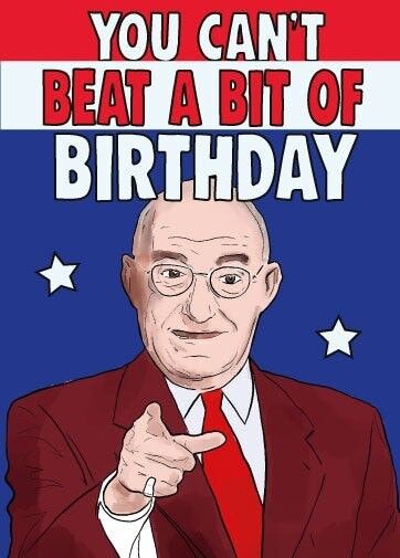 6 x Birthday Cards - Jim Bowen - Bullseye - you can't beat a bit of birthday - IN56